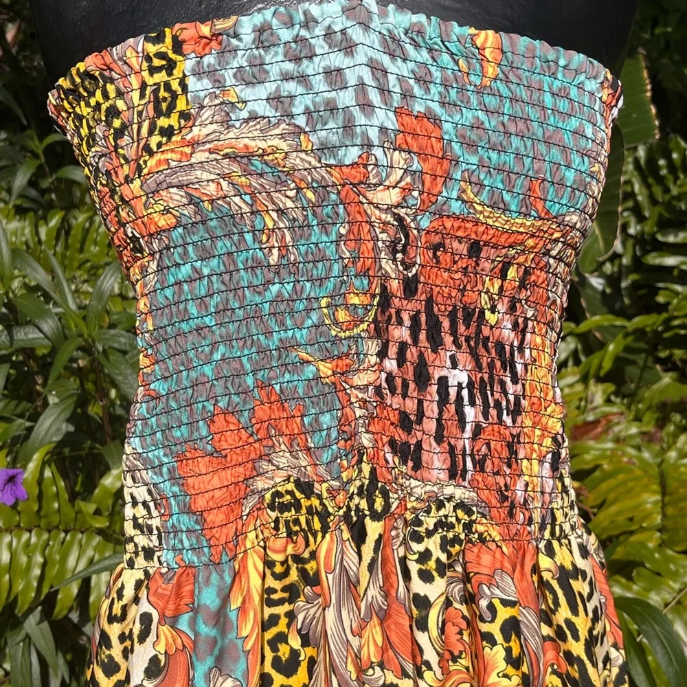 Animal Print Maxi Summer Fall Tube Top Style  Sundress Dress Plus Size 3X - Picture 3 of 7